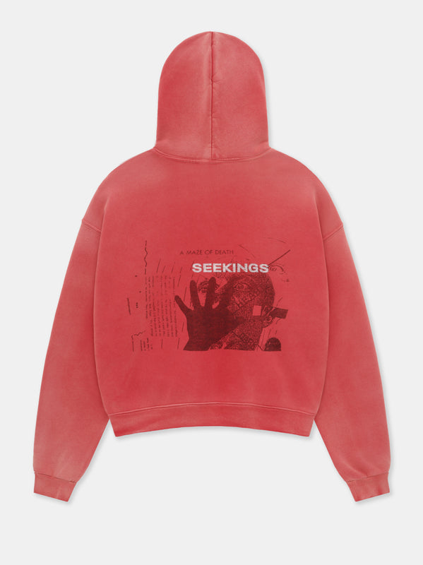 MAZE OF DEATH HOODIE IN VINTAGE CALIFORNIA RED