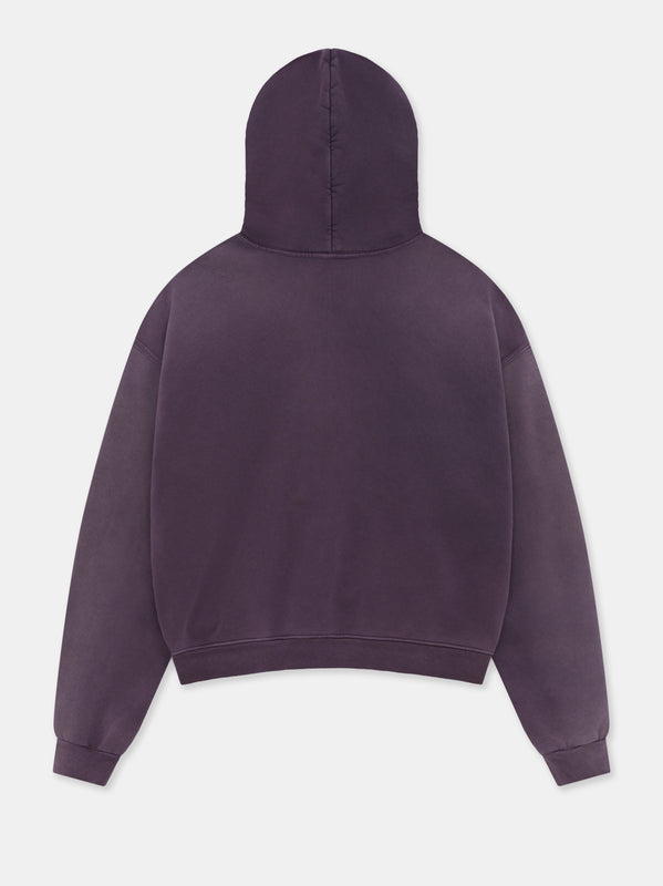 SCRIPT LOGO HOODIE IN FADED PURPLE