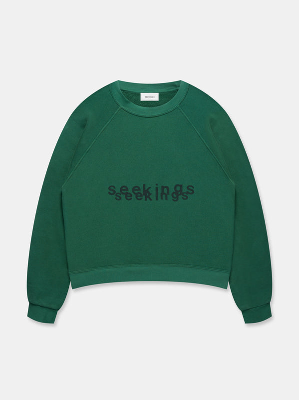 DOUBLE LOGO CREWNECK SWEATSHIRT IN RACING GREEN