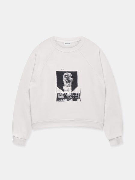 COLLAGE FLYER CREWNECK SWEATSHIRT IN WHITE