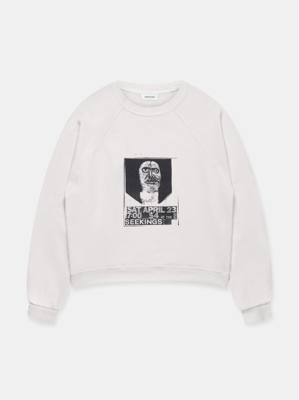 COLLAGE FLYER CREWNECK SWEATSHIRT IN WHITE
