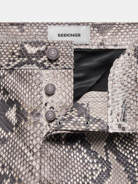 SLIM JEANS IN NATURAL PYTHON LEATHER