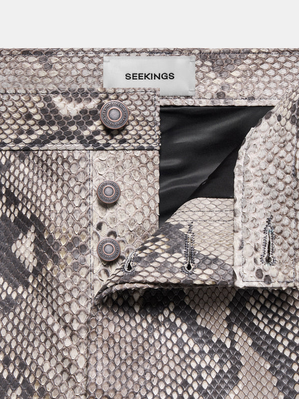 SLIM JEANS IN NATURAL PYTHON LEATHER