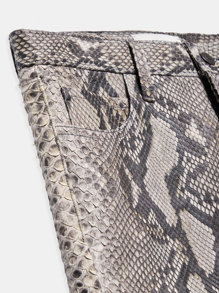 SLIM JEANS IN NATURAL PYTHON LEATHER