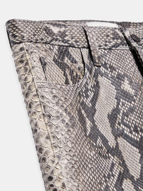 SLIM JEANS IN NATURAL PYTHON LEATHER
