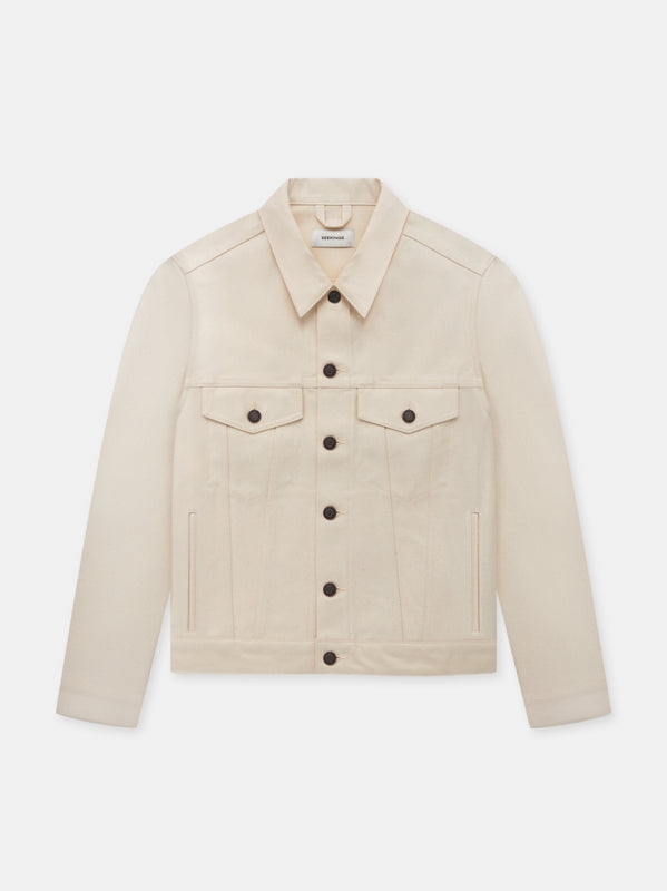 SIGNATURE TRUCKER JACKET IN PEARL DENIM
