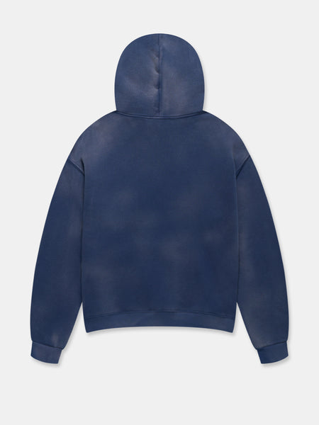 SUN FADED HOODED SWEATSHIRT IN UNIFORM BLUE