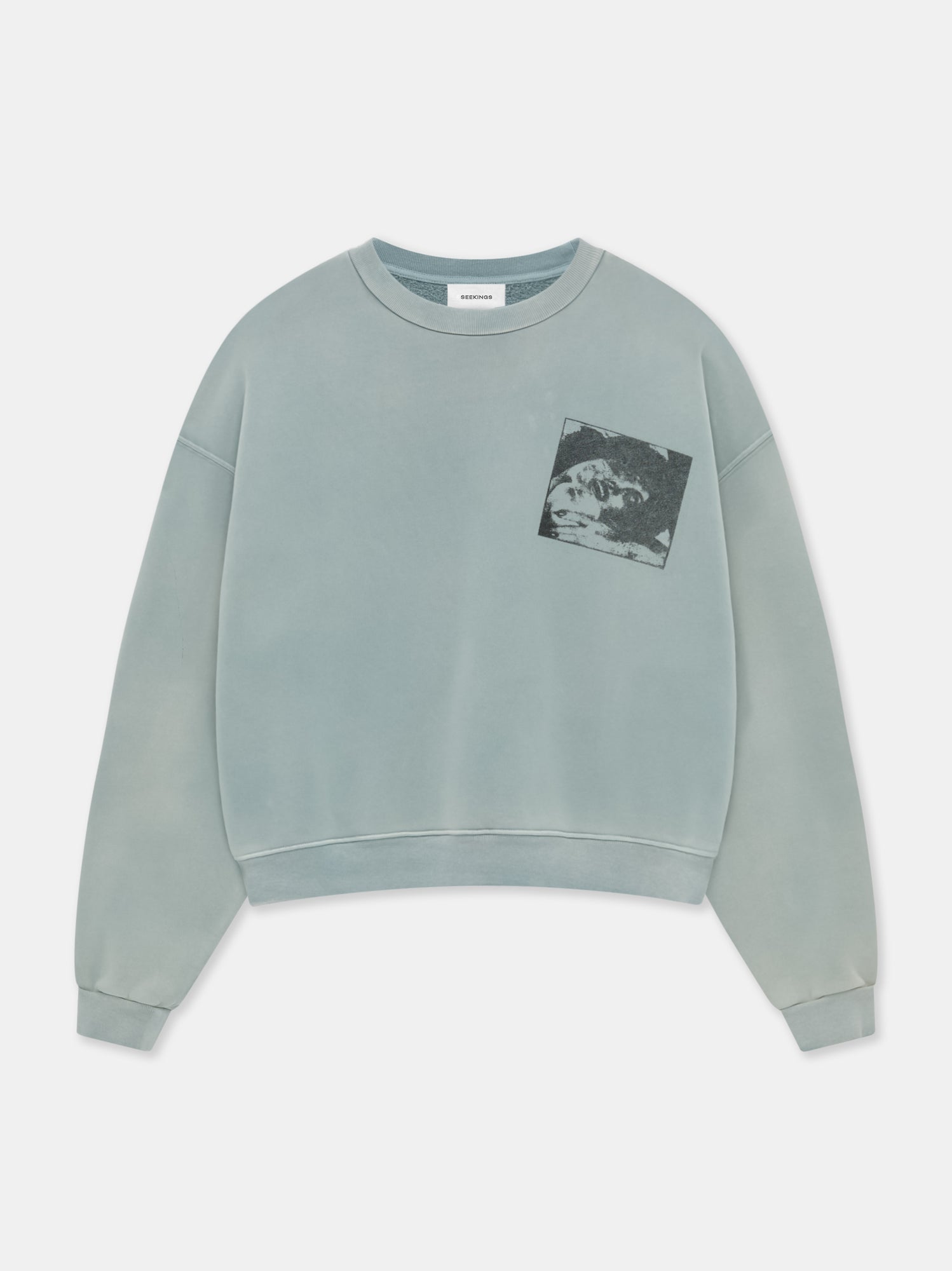MAZE OF DEATH CREWNECK IN FADED ICE BLUE