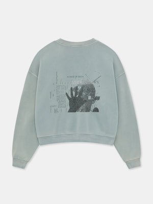 MAZE OF DEATH CREWNECK IN FADED ICE BLUE