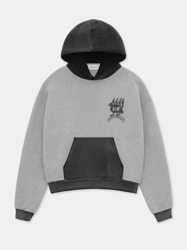 BIRD CREST HOODIE IN HEATHER GREY/VINTAGE BLACK