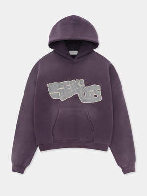 SCRIPT LOGO HOODIE IN FADED PURPLE