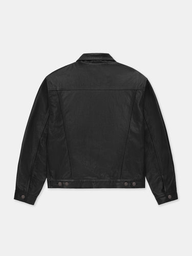 LEATHER TRUCKER JACKET IN GRAINED COWHIDE