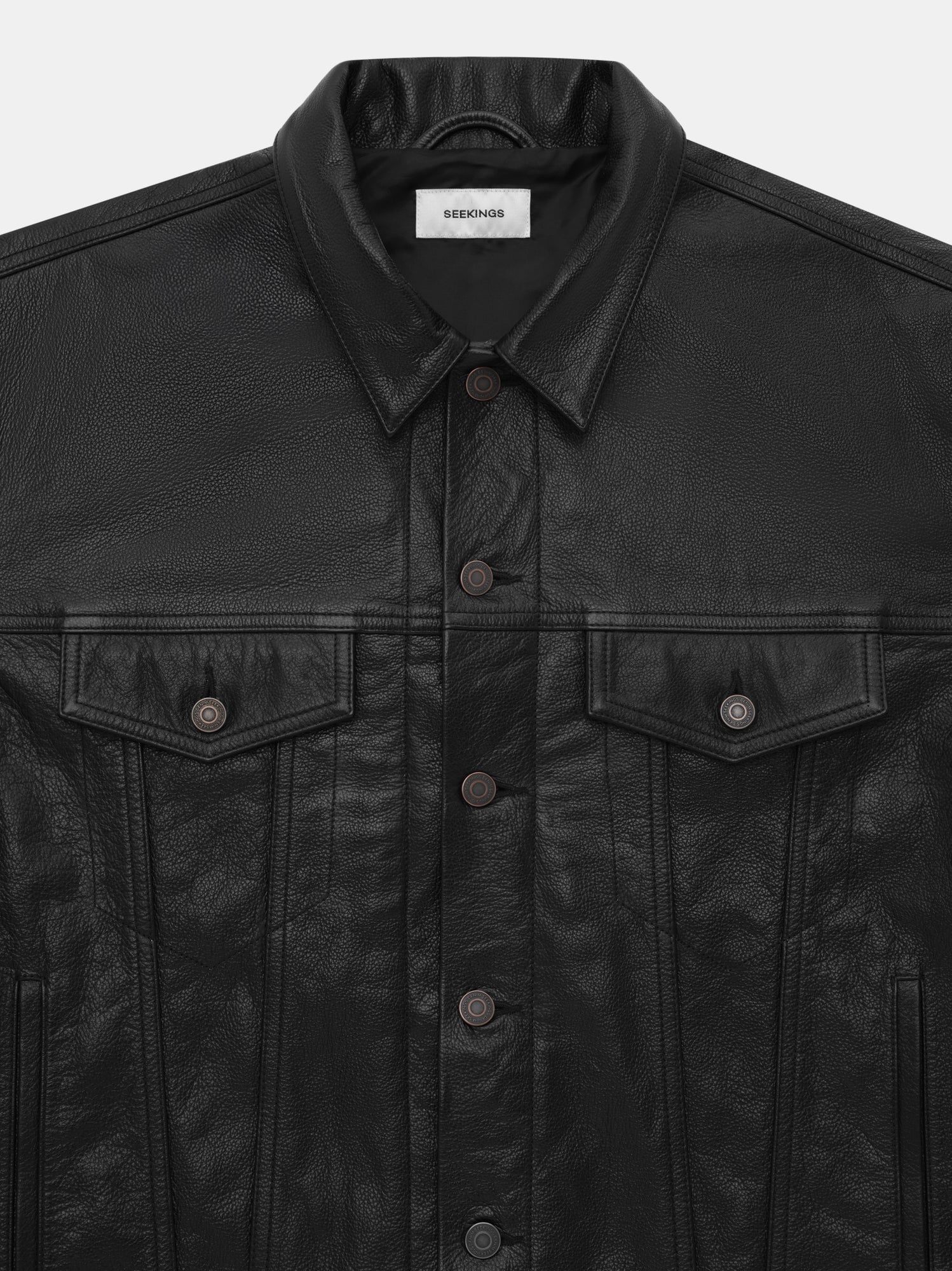 LEATHER TRUCKER JACKET IN GRAINED COWHIDE