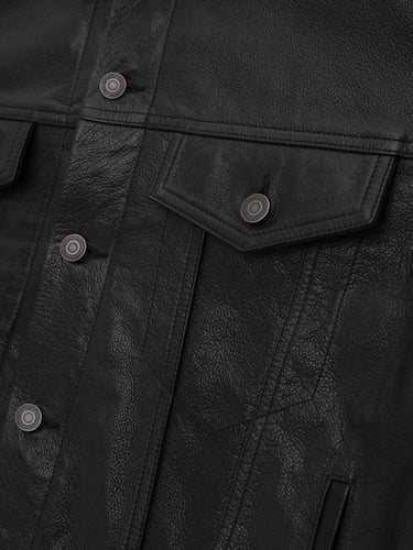 LEATHER TRUCKER JACKET IN GRAINED COWHIDE