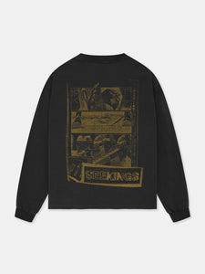 COMIC BOOK L/S T-SHIRT IN WASHED BLACK