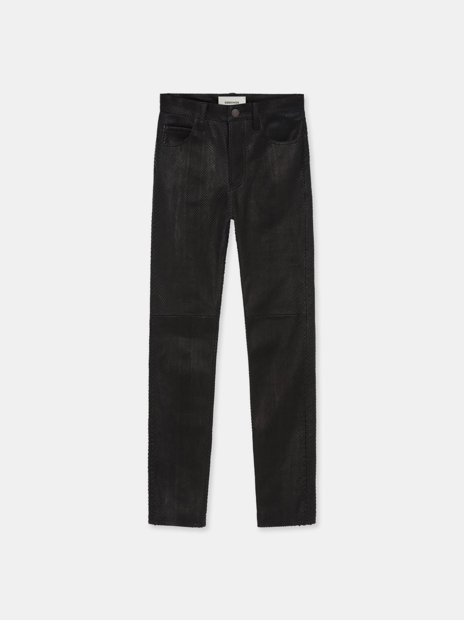 SLIM JEANS IN BLACK PYTHON LEATHER