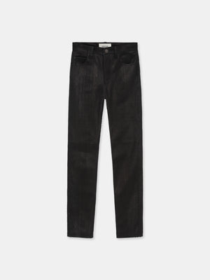 SLIM JEANS IN BLACK PYTHON LEATHER