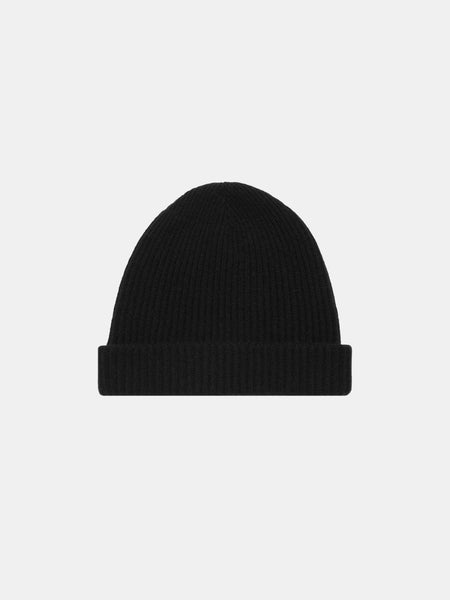 CASHMERE BLEND BEANIE IN BLACK