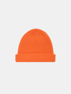 CASHMERE BLEND BEANIE IN ORANGE