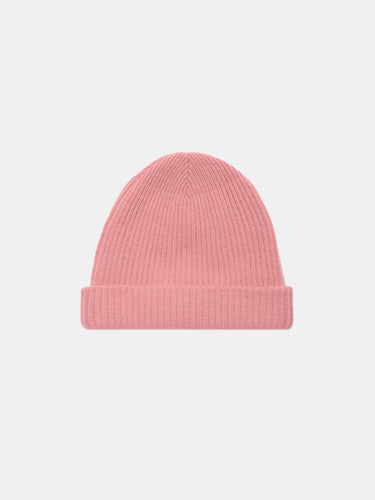 CASHMERE BLEND BEANIE IN DUSTY PINK