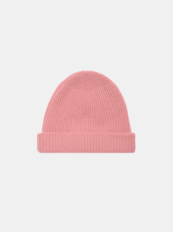 CASHMERE BLEND BEANIE IN DUSTY PINK