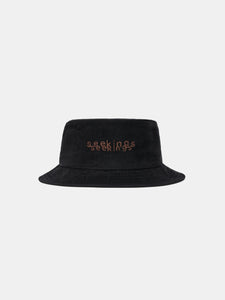 DOUBLE LOGO CORDUROY BUCKET HAT IN BLACK