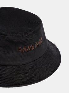 DOUBLE LOGO CORDUROY BUCKET HAT IN BLACK