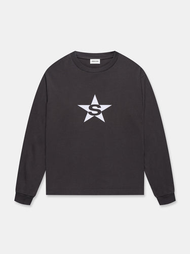 S-STAR LONG SLEEVE T-SHIRT IN VINTAGE WASHED BLACK