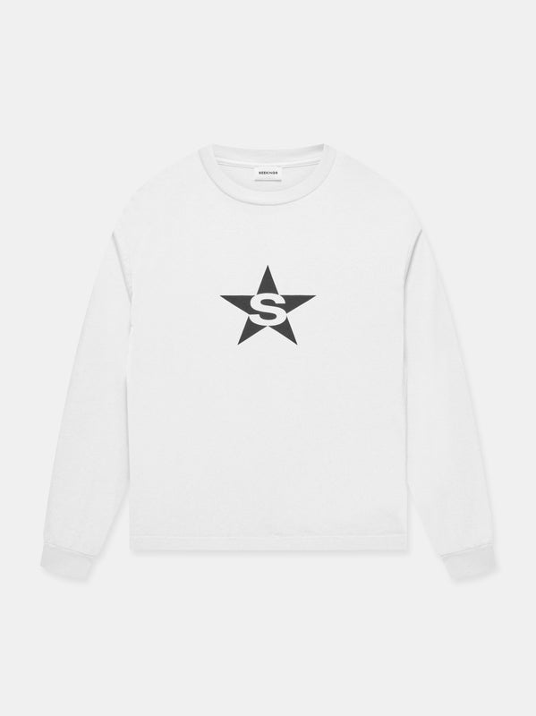 S-STAR LONG SLEEVE T-SHIRT IN PURE WHITE