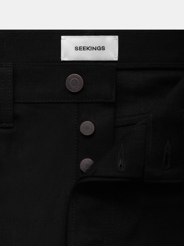 Peoplesense Black Raw Denim Jeans M サイズ Peoplesense Black Raw Denim Jeans with Button Fly – peoplesense