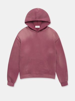 SUN FADED HOODED SWEATSHIRT IN BURGUNDY