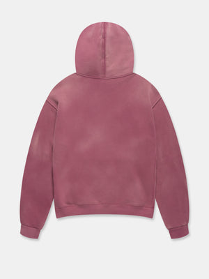SUN FADED HOODED SWEATSHIRT IN BURGUNDY