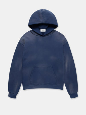 SUN FADED HOODED SWEATSHIRT IN UNIFORM BLUE